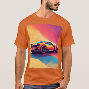 Sports Car in Geometric Art Style with Bold Colour T-Shirt