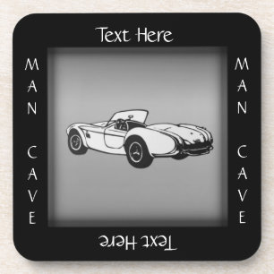 Sports Car Man Cave Coaster Custom Text