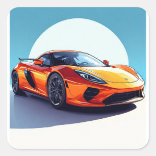 Sports Car Modern Design Racing Style For Car Fans Square Sticker