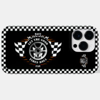 Sports Car Racing Chequered Flags Flames Wheel