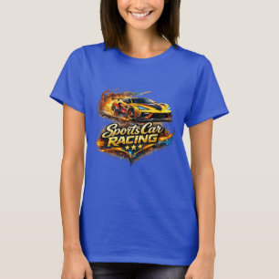 Sports Car Racing Fire Graphic Women’s Basic T-Shi T-Shirt