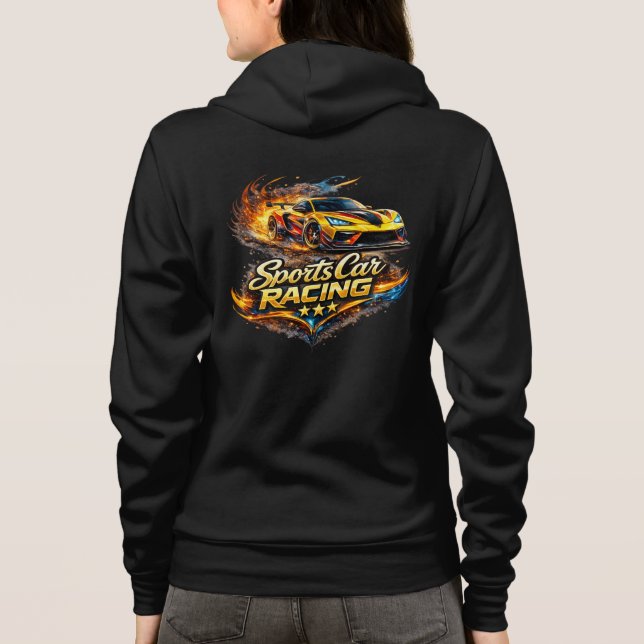 Sports Car Racing Fire Speed Graphic Design Hoodie (Back)