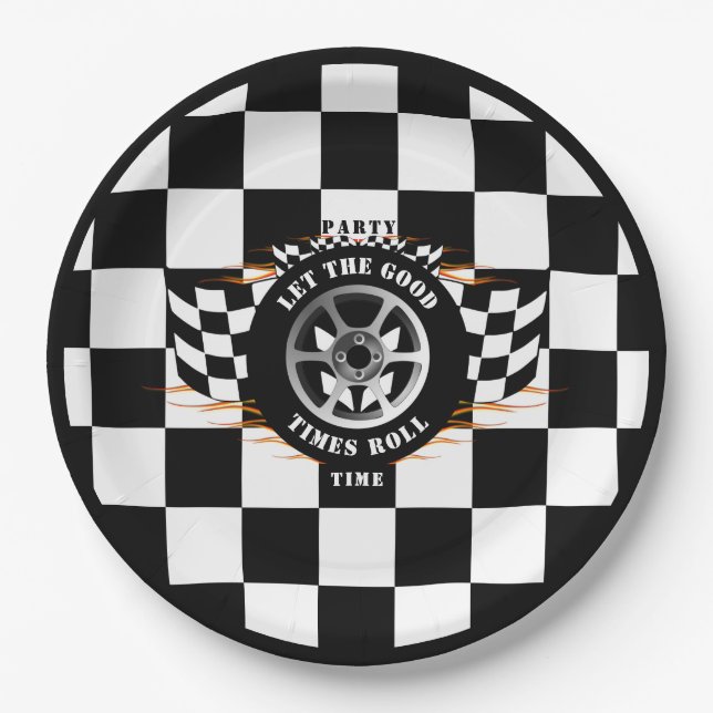 Sports Car Racing Party Celebration BBQ Supplies Paper Plate (Front)