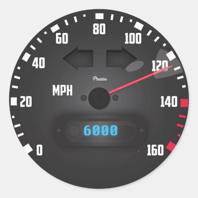 Sports Car speedometer Classic Round Sticker (Front)