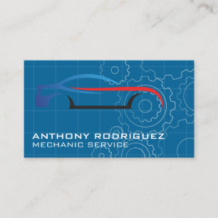 Sports Car Stylised Logo   Gears   Auto Services Business Card