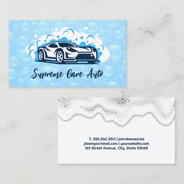 Sports Car Wash Logo | Soap Suds Business Card (Front/Back)