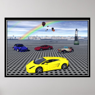 Sports Cars balloons Abstract Poster