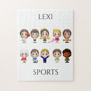 Sports cartoon characters child puzzle. jigsaw puzzle