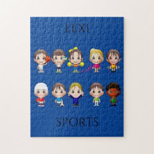 Sports cartoon characters child puzzle. jigsaw puzzle