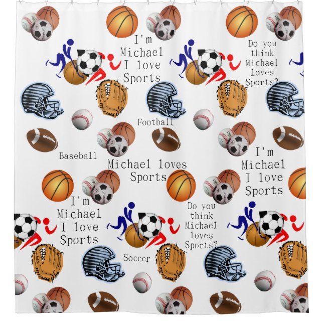 Sports Childrens Shower Curtain (Front)