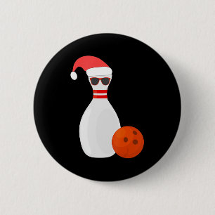 Sports Christmas Bowling  - Snowman Bowling  6 Cm Round Badge
