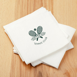Sports Club Name Tennis Icons Green Logo Paper Napkin
