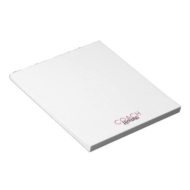 Sports COACH NAME Team colors Modern Office Notepad (Angled)