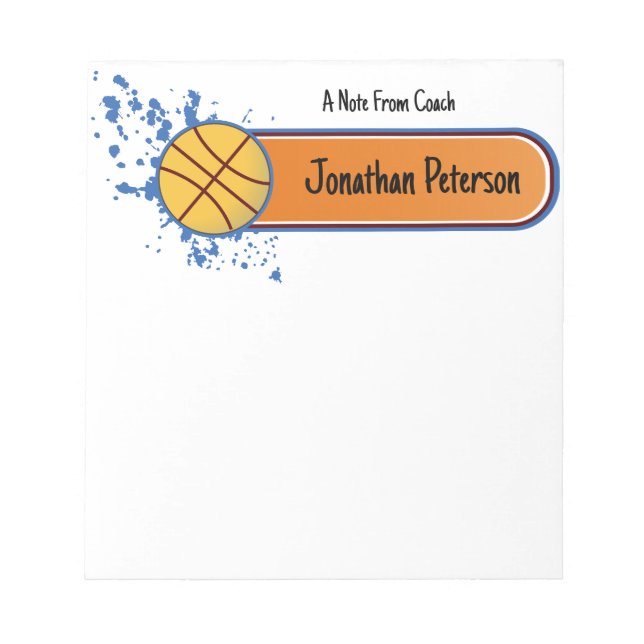 Sports Coach Personal Basketball  Notepad (Front)