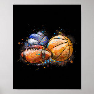 Sports Colorful Sketll Footll Sell Poster