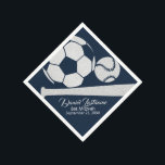 Sports Combo Baseball Soccer Mitzvah Silver Napkin<br><div class="desc">Multiple sports balls in silver design Bar Mitzvah napkins custom combination of baseball and soccer in navy blue to compliment our invitations.</div>