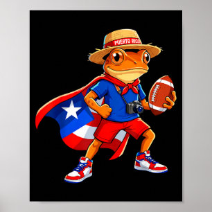 Sports coqui frog puerto rico flag rican football poster