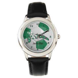 Sports Dark Green Soccer Ball DIY Name Watch