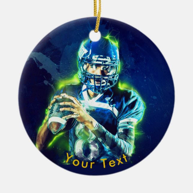 SPORTS Electrified Football Quarterback Ceramic Tree Decoration (Front)