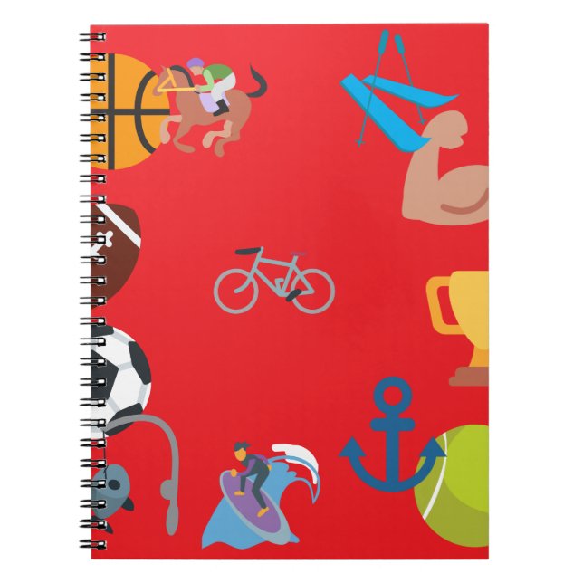 sports emoji spiral notebook (Front)