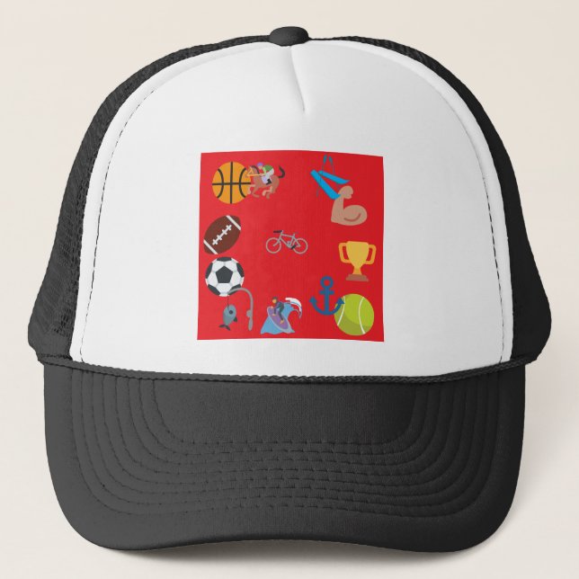 sports emoji trucker hat (Front)