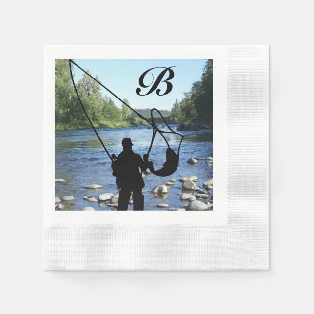 Sports Emphasis Fly Fishing fisherman Cocktail Napkin (Front)