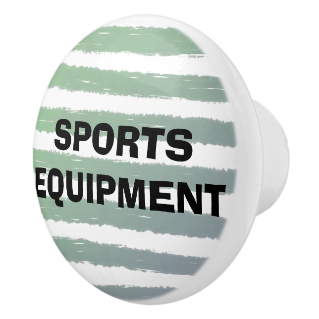 Sports Equipment Green Grey Watercolor Stripes Ceramic Knob (Right)