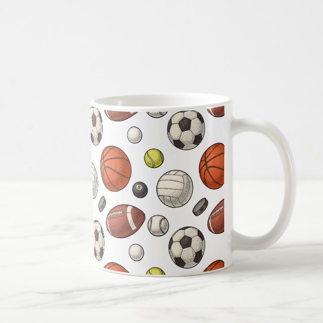 Sports Equipment Pattern Coffee Mug (Right)