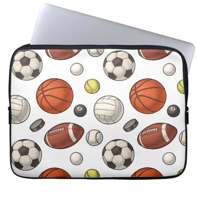 Sports Equipment Pattern Laptop Sleeve (Front)