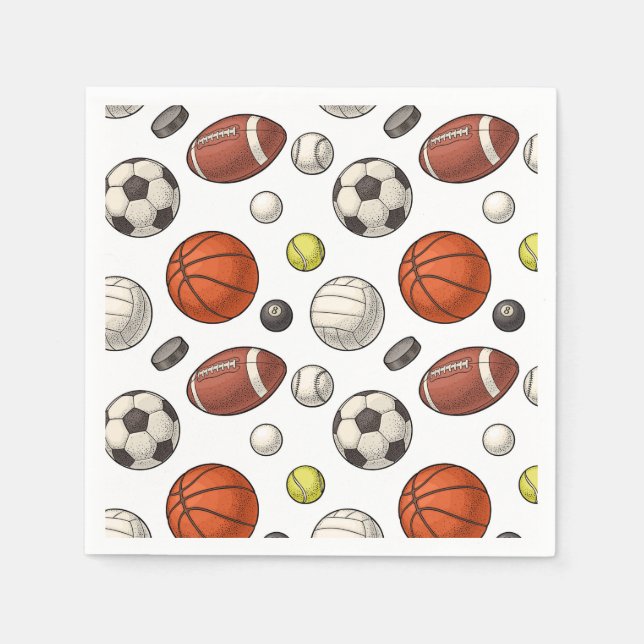 Sports Equipment Pattern Napkin (Front)