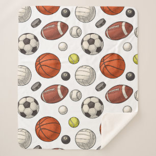 Sports Equipment Pattern Sherpa Blanket