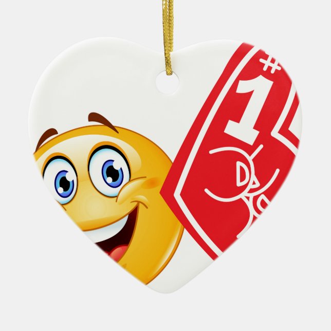 sports fan emoji ceramic tree decoration (Front)