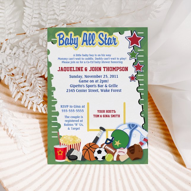 SPORTS FAN FOOTBALL STAR Baby Shower Invitation (Creator Uploaded)