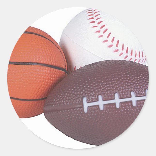 Sports Fan Gifts Basketball Baseball Football Classic Round Sticker (Front)