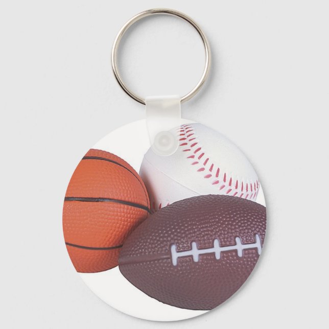 Sports Fan Gifts Basketball Baseball Football Key Ring (Front)