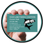 Sports Fishing Charter Business Cards<br><div class="desc">Fishing charter and sports fishing boat captain business card design with image of a fish and simple layout with charter fishing information you can customise online.</div>