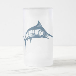 Sports Fishing Swordfish Jumping Frosted Glass Beer Mug