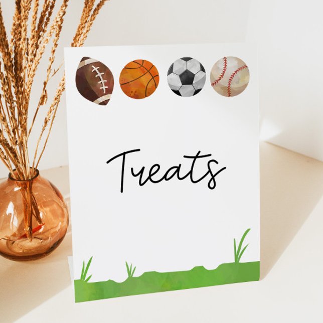 Sports Football Basketball Soccer Baseball Treats Pedestal Sign (Creator Uploaded)