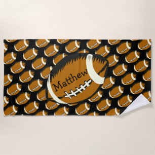 Sports Football Black and Brown Beach Towel