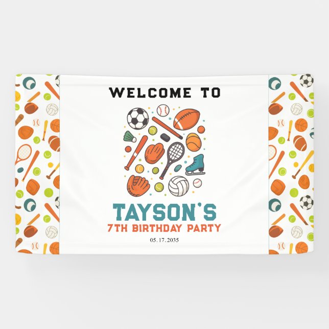 Sports Game Time All-Star Birthday | Kids Sport Banner (Horizontal)
