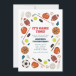 Sports Game Time All-Star Birthday Party Invitation<br><div class="desc">Sports Game Time All-Star Birthday Party Invitation</div>