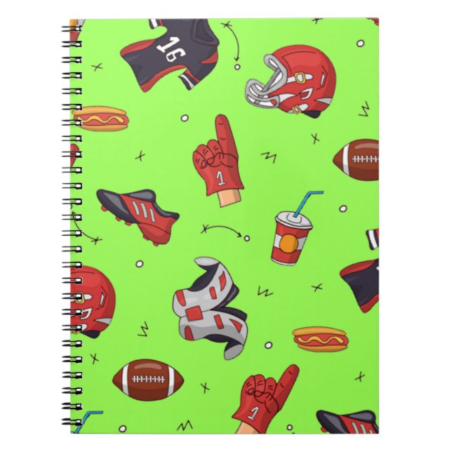 Sports gear on green notebook (Front)
