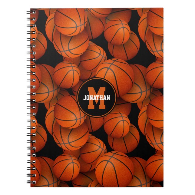 sports gifts boys girls personalised basketball  notebook (Front)