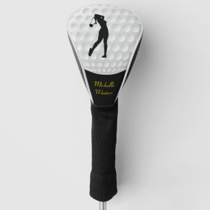 Sports Golfer Female Black Silhouette Golf Head Cover