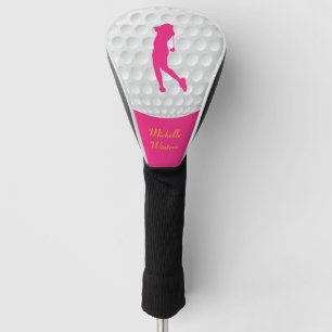 Sports Golfer Female Pink Silhouette Golf Head Cover