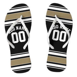 Sports Jersey Black and Gold Stripes Name Number Jandals