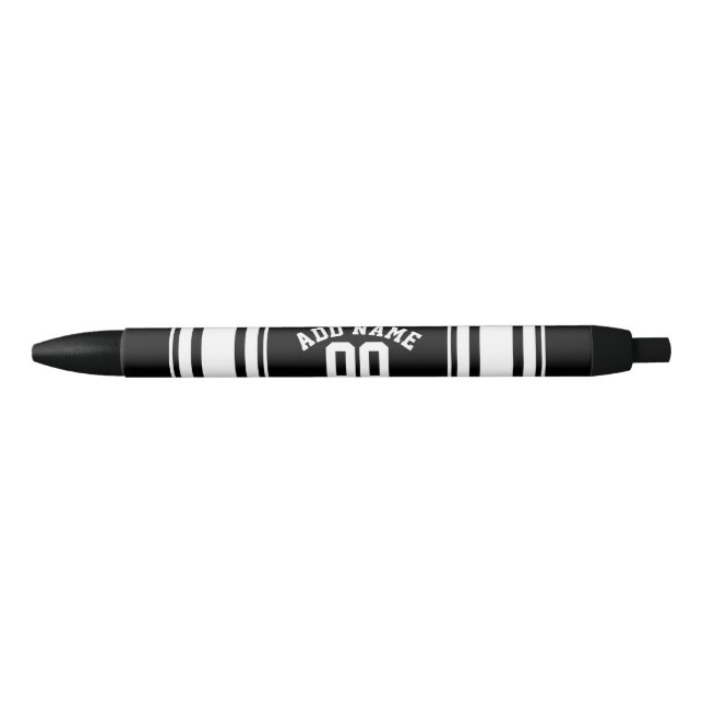 Sports Jersey Black and White Stripes Name Number Ink Pen (Front)