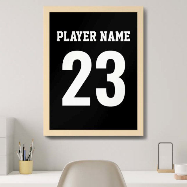 Sports Jersey Name Number Monogram Black Poster (Creator Uploaded)