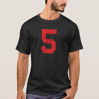 Sports Jersey Vintage Red Lucky Number #5 T-Shirt