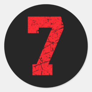 Sports Jersey Vintage Red Lucky Number 7 T Shirt_1 Classic Round Sticker